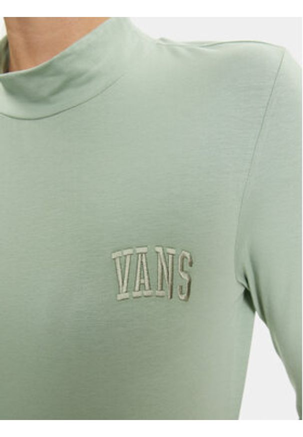 Vans Bluzka Mini Mock Neck Ls VN0007EZ Zielony Slim Fit. Kolor: zielony. Materiał: bawełna