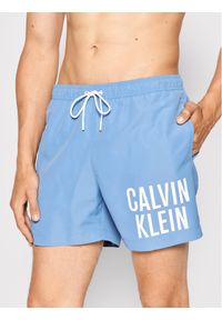 Calvin Klein Swimwear Szorty kąpielowe Medium Drawstring KM0KM00701 Niebieski Regular Fit. Kolor: niebieski. Materiał: syntetyk