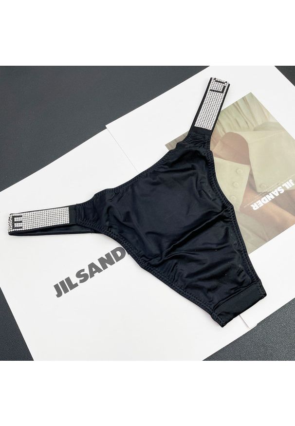 Intica - Stringi damskie z ozdobną gumką na co dzień i specjalne okazje Faygah. Kolor: czarny. Materiał: materiał