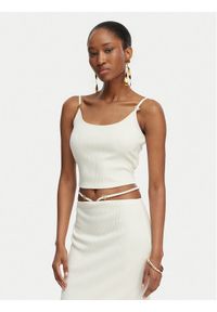 Guess Top E6GP01 KG322 Kremowy Slim Fit. Kolor: kremowy. Materiał: syntetyk #1