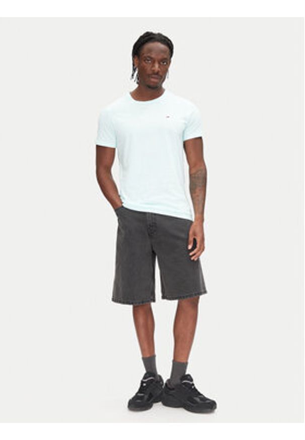 Tommy Jeans T-Shirt DM0DM04411 Zielony Slim Fit. Kolor: zielony. Materiał: bawełna