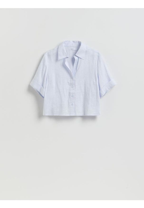 Reserved - Lniana koszula - jasnoniebieski. Kolor: niebieski. Materiał: len