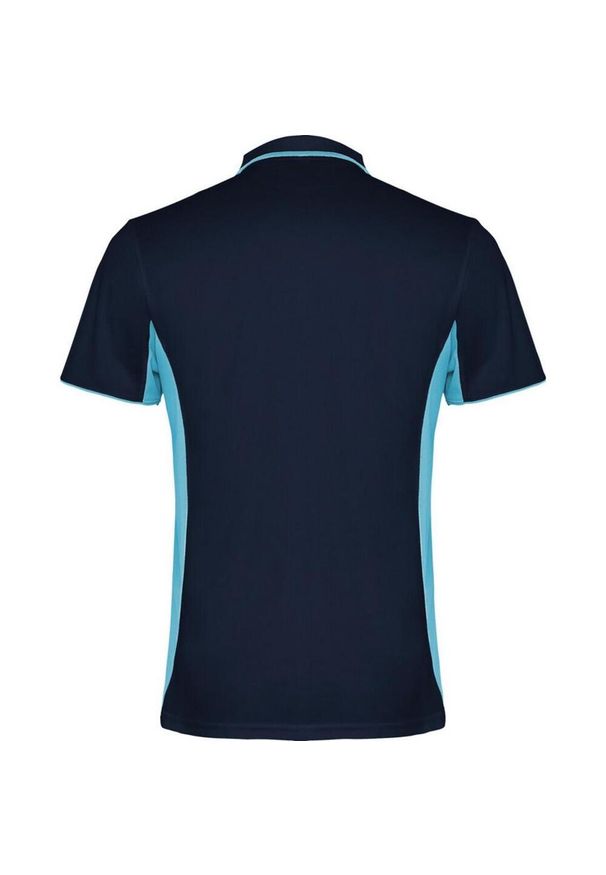 ROLY - Sportowa Koszulka Polo Z Krótkim Rękawem Dla Dorosłych Unisex Montmelo. Typ kołnierza: polo. Kolor: niebieski. Długość rękawa: krótki rękaw. Długość: krótkie. Styl: sportowy