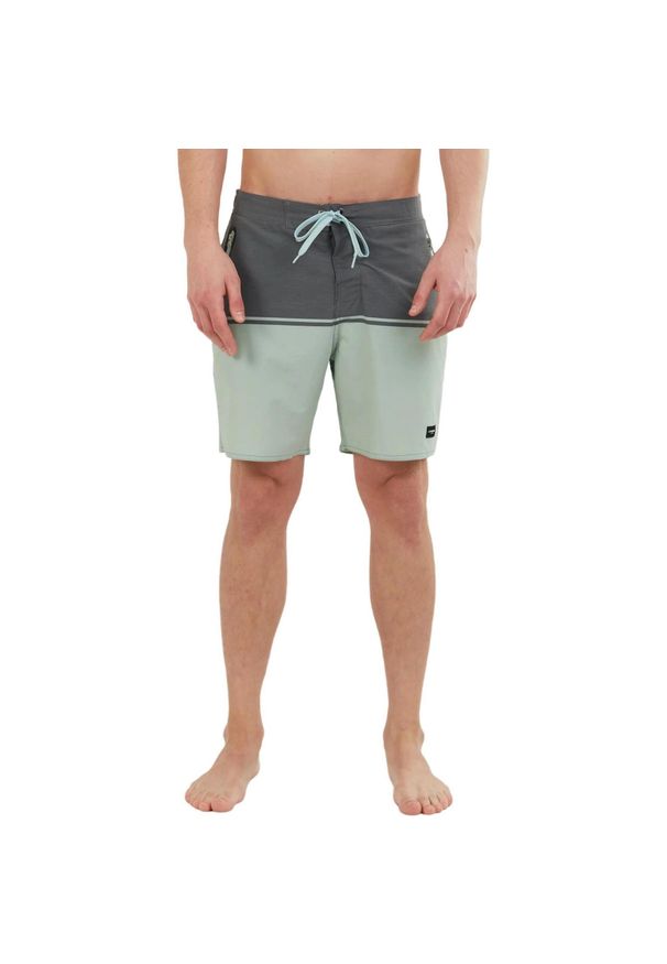 Szorty plażowe męskie FUNDANGO Morris Boardshort. Okazja: na plażę. Kolor: zielony, wielokolorowy, szary. Materiał: bawełna, poliester