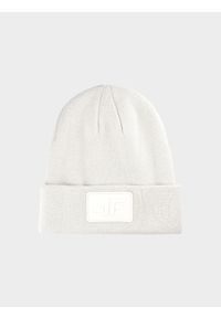 4f - Czapka beanie uniseks - biała. Kolor: biały. Materiał: syntetyk, materiał. Sezon: zima. Styl: sportowy, klasyczny #1