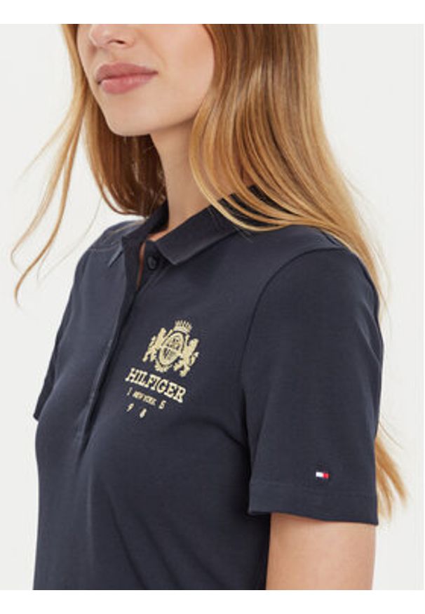 TOMMY HILFIGER - Tommy Hilfiger Polo WW0WW43609 Granatowy Slim Fit. Typ kołnierza: polo. Kolor: niebieski. Materiał: bawełna