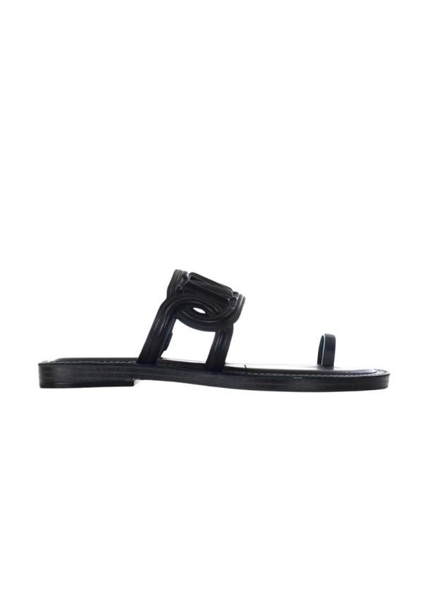 Michael Kors - MICHAEL KORS Czarne klapki Alma Flat Sandal, Rozmiar 38,5. Kolor: czarny