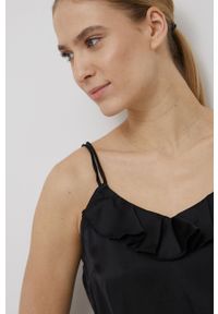Vero Moda piżama damska kolor czarny satynowa. Kolor: czarny. Materiał: satyna. Wzór: ze splotem #3
