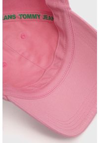 Tommy Jeans czapka bawełniana kolor różowy z aplikacją. Kolor: różowy. Materiał: bawełna. Wzór: aplikacja #3