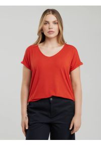 Big-Star - Koszulka damska o luźnym kroju czerwona Valeria 704. Kolor: czerwony. Materiał: wiskoza, jeans, dzianina #3