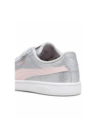 Puma - Dziecięce sneakersy Smash 3.0 Glitz Glam PUMA Glacial Gray Frosty Pink. Kolor: wielokolorowy, różowy, niebieski. Materiał: materiał, skóra, syntetyk. Szerokość cholewki: normalna