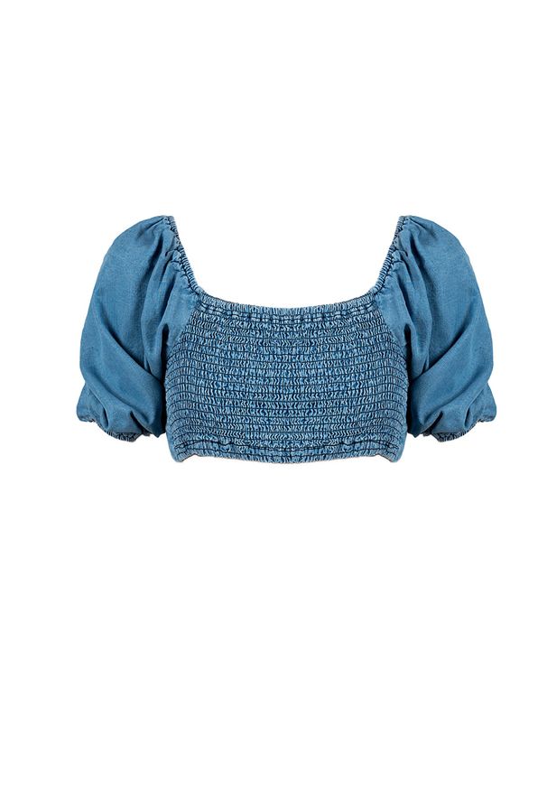 Patrizia Pepe Top | 2C1344 D9A0 | Kobieta | Niebieski. Typ kołnierza: dekolt kwadratowy. Kolor: niebieski. Materiał: lyocell. Długość rękawa: krótki rękaw. Długość: krótkie