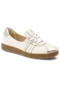 Trampki damskie Armodo, skóra naturalna metaliczne wstawki klasyczne sznurowanie miękka skórzana wyściółka elastyczna gumowa podeszwa, beżowe, n1341-. Zapięcie: sznurówki. Kolor: beżowy. Materiał: guma, skóra. Styl: klasyczny #1