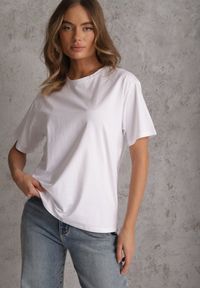 Renee - Biały Bawełniany T-shirt o Kroju Oversize Neduna. Okazja: na co dzień. Kolor: biały. Materiał: bawełna. Styl: casual, elegancki #1