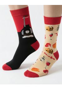 His Story - Skarpetki Bawełniane - Tematyczne - Motyw Wina. Kolor: czerwony, wielokolorowy. Materiał: elastan, bawełna, poliamid #7