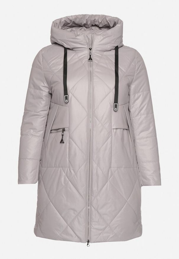 Born2be - Beżowa Długa Pikowana Kurtka z Kapturem i Dwustronnym Suwakiem Eritha. Okazja: na co dzień. Typ kołnierza: kaptur. Kolekcja: plus size. Kolor: beżowy. Materiał: jeans. Długość rękawa: długi rękaw. Długość: długie. Styl: casual, elegancki