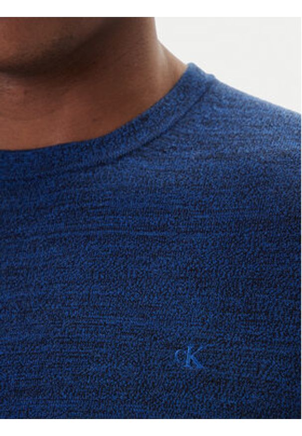 Calvin Klein Sweter LV04LB305G Granatowy Regular Fit. Kolor: niebieski. Materiał: wełna