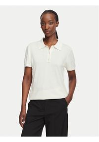Calvin Klein Polo LV044G311G Kremowy Slim Fit. Typ kołnierza: polo. Kolor: kremowy. Materiał: wiskoza #1