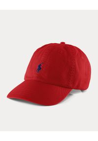 Ralph Lauren - RALPH LAUREN - Czerwona czapka. Kolor: czerwony. Materiał: bawełna, materiał. Wzór: aplikacja, napisy, haft. Styl: klasyczny #2