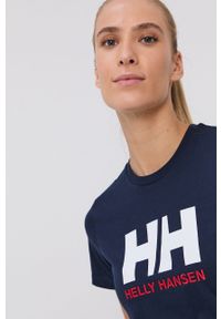 Helly Hansen T-shirt bawełniany kolor granatowy 34112-001. Okazja: na co dzień. Kolor: niebieski. Materiał: bawełna. Wzór: nadruk. Styl: casual #4