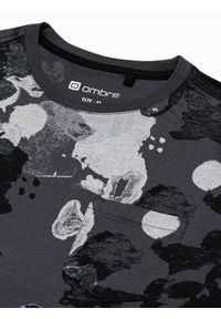 Ombre Clothing - T-shirt męski z nadrukiem - grafitowy V6 S1377 - XXL. Kolor: szary. Materiał: poliester, bawełna. Wzór: nadruk #5