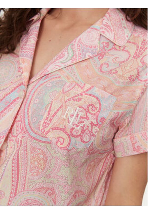 Lauren Ralph Lauren - LAUREN RALPH LAUREN Piżama ILN12403 Różowy Regular Fit. Kolor: różowy. Materiał: bawełna, wiskoza