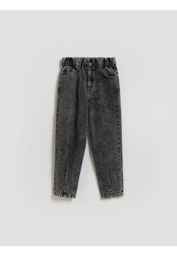 Reserved - Jeansy paperbag - szary. Kolor: szary #1
