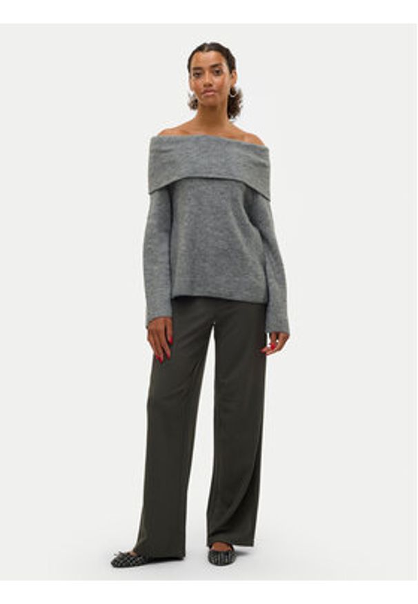 Vero Moda Spodnie materiałowe Berlin 10318454 Szary Wide Leg. Kolor: szary. Materiał: syntetyk