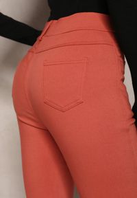 Renee - Pomarańczowe Spodnie Skinny z Talią High Waist Malga. Stan: podwyższony. Kolor: pomarańczowy. Długość: długie