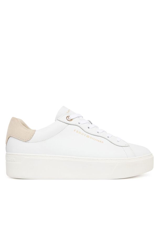 TOMMY HILFIGER - Tommy Hilfiger Sneakersy Chic Platform Cupsole Sneaker FW0FW09021 Biały. Kolor: biały. Materiał: skóra. Obcas: na platformie