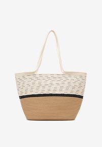 Renee - Beżowa Duża Torebka Tote z Plecionej Bawełny Fai. Kolor: beżowy. Rozmiar: duże. Styl: casual, boho, elegancki #4