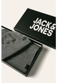 Jack & Jones - Czapka i szalik dziecięce. Kolor: szary. Materiał: dzianina, akryl. Wzór: gładki #2