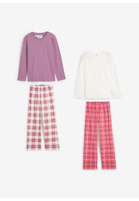 bonprix - Piżama dziewczęca z bawełny organicznej (4 części). Kolor: biały. Materiał: bawełna. Długość: długie #3