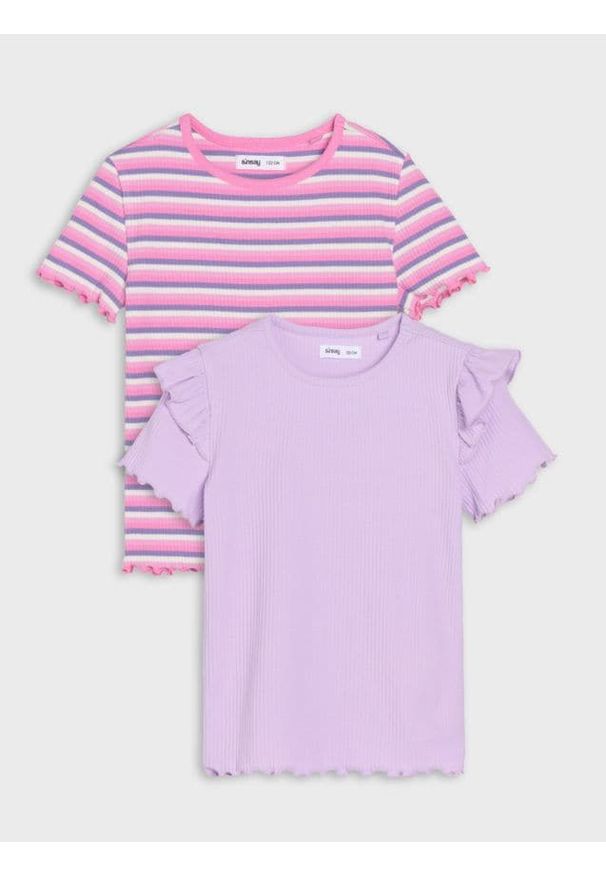 Sinsay - Koszulki z prążkowanej dzianiny 2 pack - wielobarwny. Materiał: dzianina, prążkowany