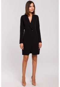 Stylove - Elegancka sukienka marynarka biznesowa z kołnierzem do pracy czarna. Okazja: na spotkanie biznesowe, do pracy. Kolor: czarny. Styl: elegancki, biznesowy #3