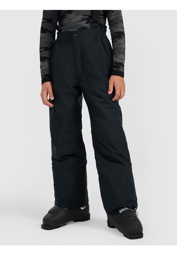 4f - 4F Spodnie narciarskie membrana 5000 chłopięce - czarne 146 (10-11 lat). Kolor: czarny. Materiał: poliester, materiał. Wzór: gładki. Sezon: lato. Sport: narciarstwo