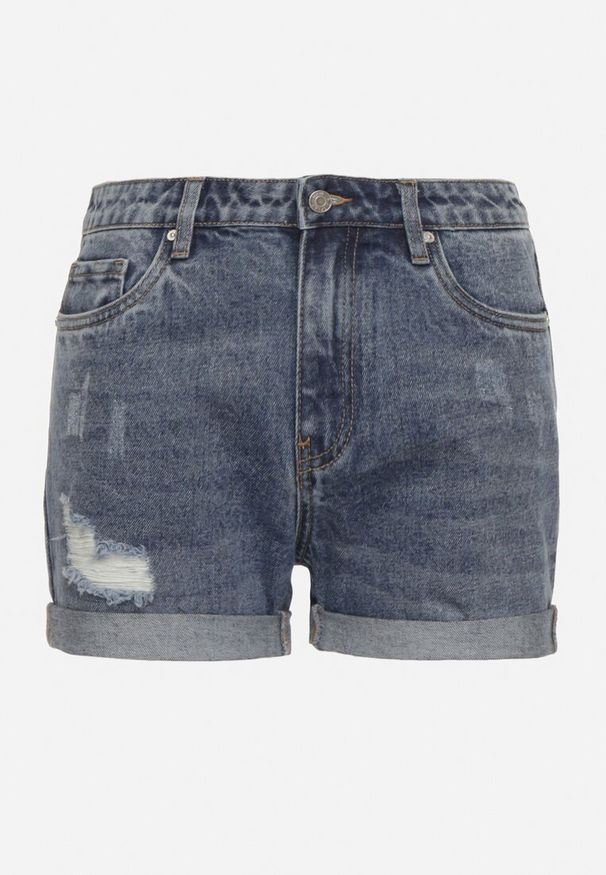 Born2be - Niebieskie Jeansowe Bawełniane Szorty z Przetarciami Zalabea. Kolor: niebieski. Materiał: jeans, bawełna. Sezon: lato. Styl: elegancki, klasyczny