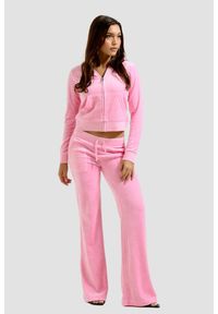 Juicy Couture - JUICY COUTURE Różowa bluza damska Robertson Hoodie, Rozmiar M. Kolor: różowy