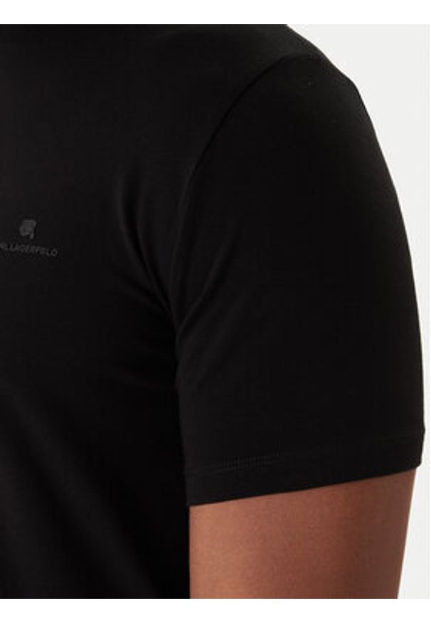 Karl Lagerfeld - KARL LAGERFELD T-Shirt 755054 561221 Czarny Regular Fit. Typ kołnierza: dekolt w karo. Kolor: czarny. Materiał: bawełna