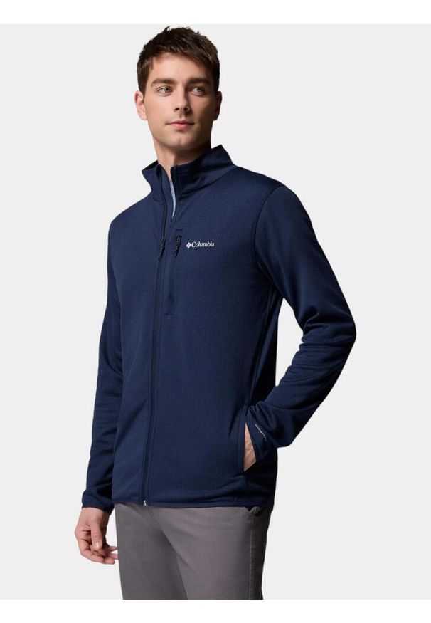 columbia - Sweter Męski Columbia Essential Hike Grid. Kolor: niebieski. Materiał: polar. Sport: turystyka piesza