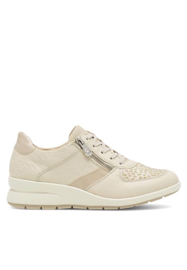 Rieker Sneakersy L4821-60 Écru. Materiał: skóra