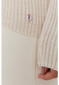 Frieda & Freddies - Sweter z domieszką wełny. Kolor: beżowy. Materiał: wełna. Długość rękawa: długi rękaw. Długość: długie. Wzór: ze splotem #5