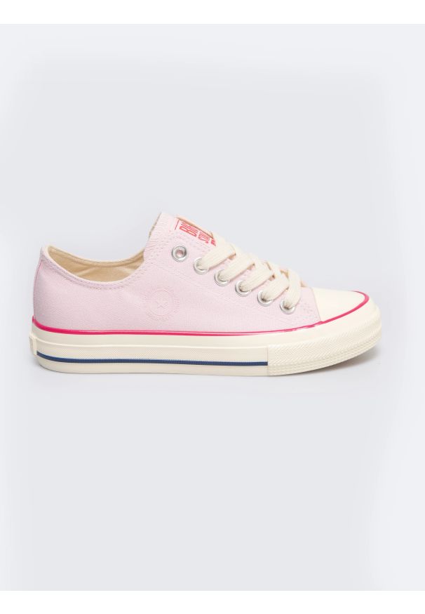 Big-Star - Trampki damskie niskie różowe RR274640 600. Okazja: na co dzień. Zapięcie: sznurówki. Kolor: różowy. Materiał: materiał, guma. Styl: sportowy, klasyczny, casual, elegancki