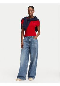 Tommy Jeans T-Shirt Ess Logo DW0DW23479 Czerwony ciemny Slim Fit. Kolor: czerwony. Materiał: bawełna #3