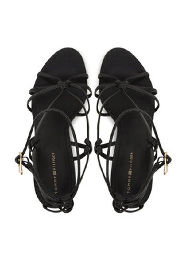 TOMMY HILFIGER - Tommy Hilfiger Sandały Leather Knots Wedge Sandal FW0FW08417 Czarny. Kolor: czarny. Materiał: skóra