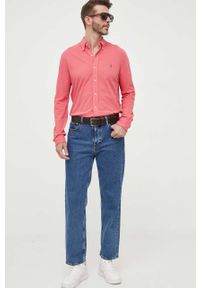 Polo Ralph Lauren koszula bawełniana męska kolor czerwony regular z kołnierzykiem button-down. Typ kołnierza: button down, polo. Kolor: czerwony. Materiał: bawełna. Długość rękawa: długi rękaw. Długość: długie. Wzór: gładki #5