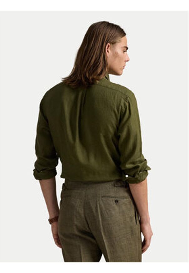 Polo Ralph Lauren Koszula 710968915006 Khaki Slim Fit. Typ kołnierza: polo. Kolor: brązowy. Materiał: len