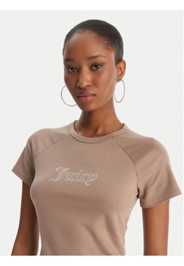 Juicy Couture T-Shirt Baby JCWCT126317 Beżowy Slim Fit. Kolor: beżowy