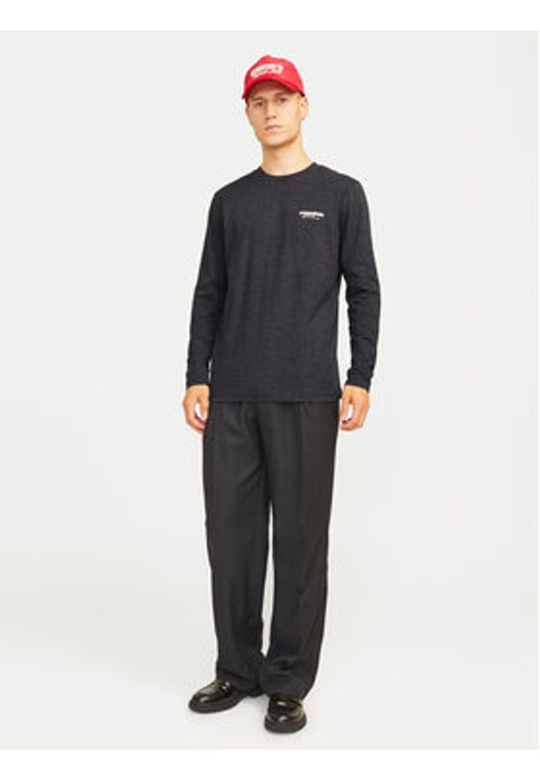 Jack & Jones - Jack&Jones Longsleeve Alvis 12259735 Czarny Standard Fit. Kolor: czarny. Materiał: bawełna. Długość rękawa: długi rękaw