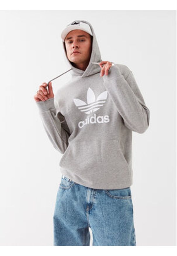 Adidas - adidas Bluza adicolor Classics Trefoil Hoodie IA4884 Szary Regular Fit. Kolor: szary. Materiał: bawełna